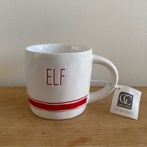 NWT Gift Craft Elf Holiday Christmas Mug White Red